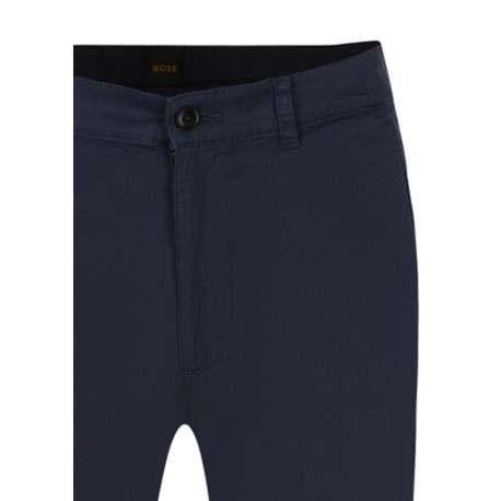Pantalon en chino en coton bleu marine uni avec une coupe slim - Image 3