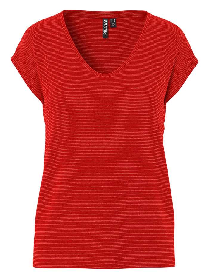 T-shirt rouge uni avec une...
