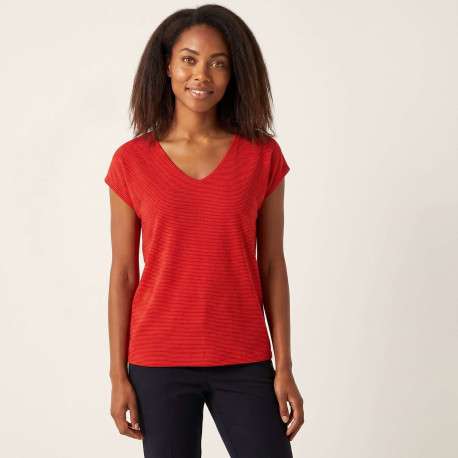 T-shirt rouge uni avec une coupe droite et des manches courtes - Image 3