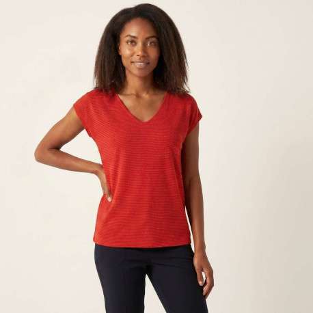 T-shirt rouge uni avec une coupe droite et des manches courtes - Image 4