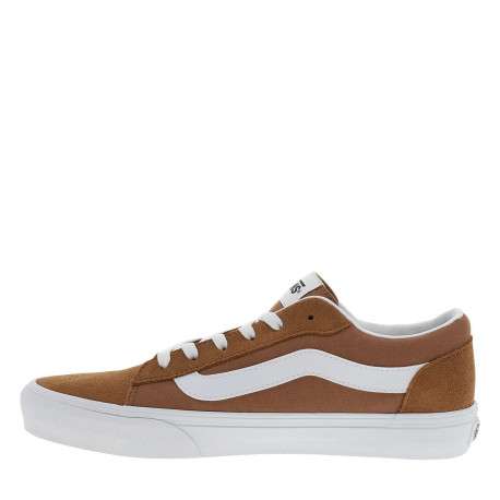 Baskets beiges en cuir beiges avec un talon plat et des lacets