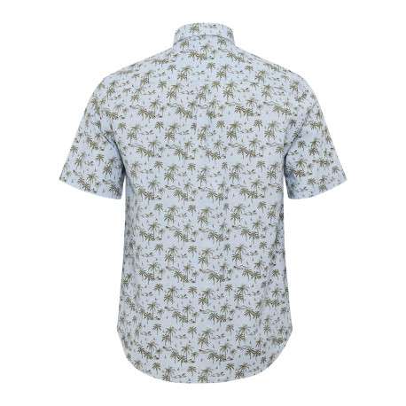 Chemise en coton et lin mélangé bleue ciel à motifs avec une coupe regular fit - Image 2