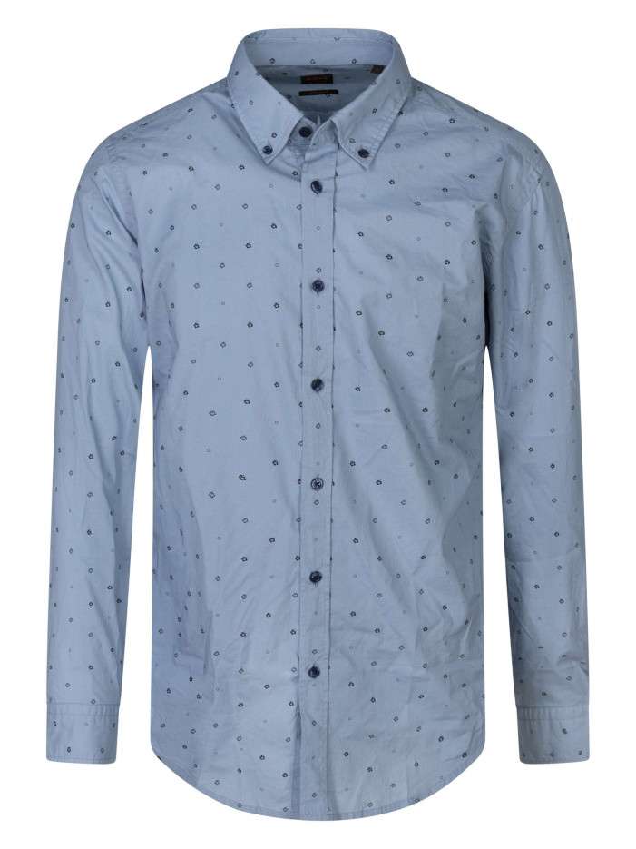 Chemise en coton bleue à...