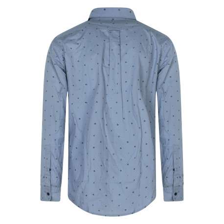 Chemise en coton bleue à motifs avec une coupe droite et un col américain - Image 2