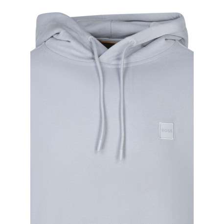 Sweat en coton bleu clair uni avec une coupe droite et un col à capuche - Image 3