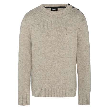 Pull beige uni coupe régular avec un col rond