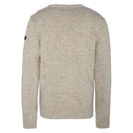 Pull beige uni coupe régular avec un col rond - Image 2