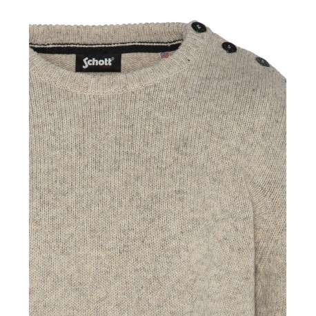 Pull beige uni coupe régular avec un col rond - Image 3