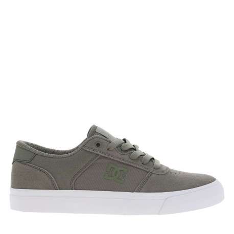 Baskets en cuir kakis avec le logo à semelle plate blanche et à lacets plats - Image 2