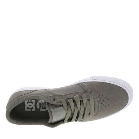Baskets en cuir kakis avec le logo à semelle plate blanche et à lacets plats - Image 4