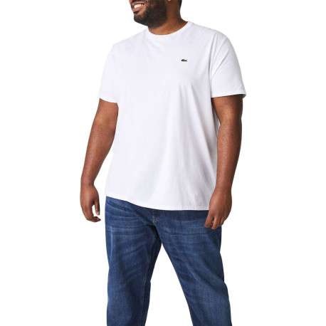 T-shirt en coton blanc uni avec une coupe droite et un col rond
