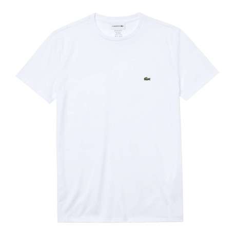 T-shirt en coton blanc uni avec une coupe droite et un col rond - Image 3