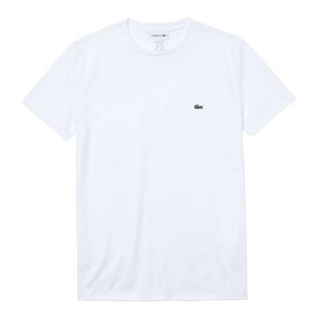 T-shirt en coton blanc uni avec une coupe droite et un col rond - Image 4