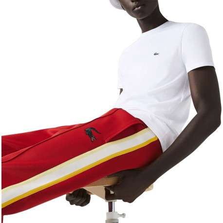 T-shirt en coton blanc uni avec une coupe droite et un col rond - Image 7