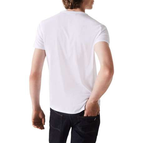 T-shirt en coton blanc uni avec une coupe droite et un col rond - Image 9