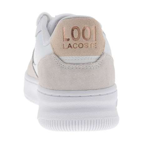 Tennis en cuir blanches à talon plat avec des lacets et logo rose - Image 6