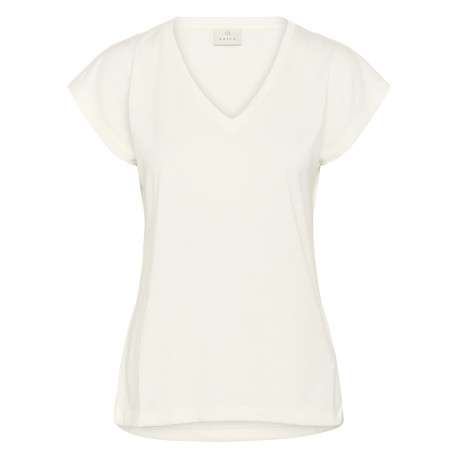 T-shirt écru uni avec une coupe ajustée et des manches courtes