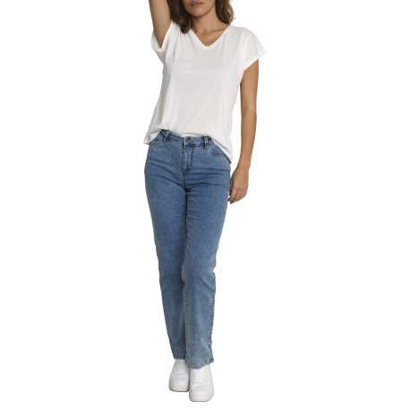 T-shirt écru uni avec une coupe ajustée et des manches courtes - Image 3