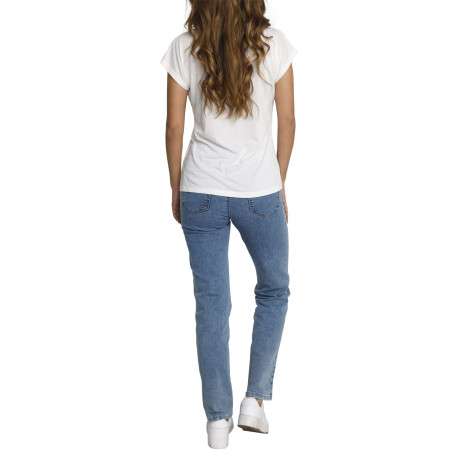 T-shirt écru uni avec une coupe ajustée et des manches courtes - Image 4