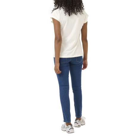T-shirt écru uni avec une coupe ajustée et des manches courtes - Image 6