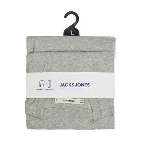 Pyjama Long en coton gris uni avec un col rond et une coupe fermée - Image 4