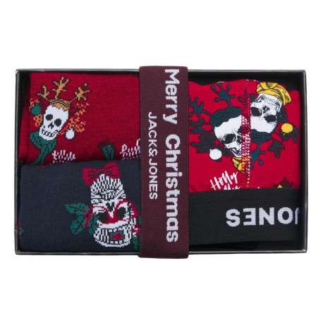 Coffret de chaussettes et boxer JACJOUL rouges en coton avec imprimé Noël - Image 2