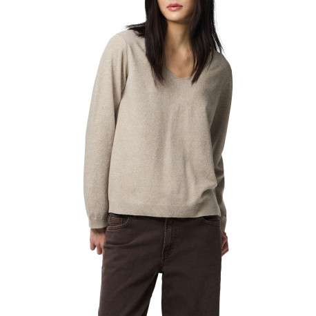 Pull beige uni avec une coupe droite et des manches longues