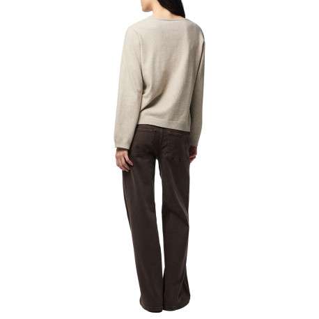 Pull beige uni avec une coupe droite et des manches longues - Image 2