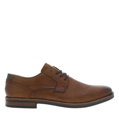 Derbies en cuir cognac à talon décroché bas et à lacets ronds cognac - Image 2