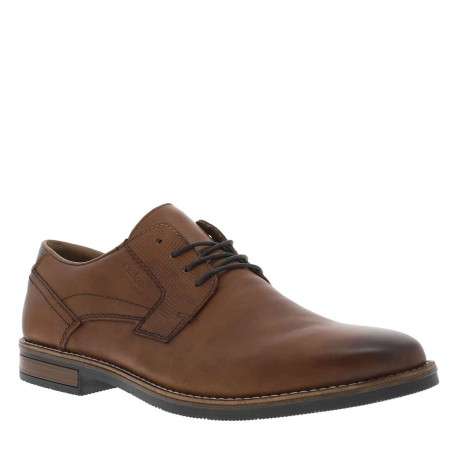 Derbies en cuir cognac à talon décroché bas et à lacets ronds cognac - Image 3