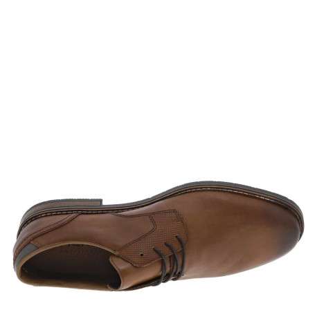 Derbies en cuir cognac à talon décroché bas et à lacets ronds cognac - Image 4