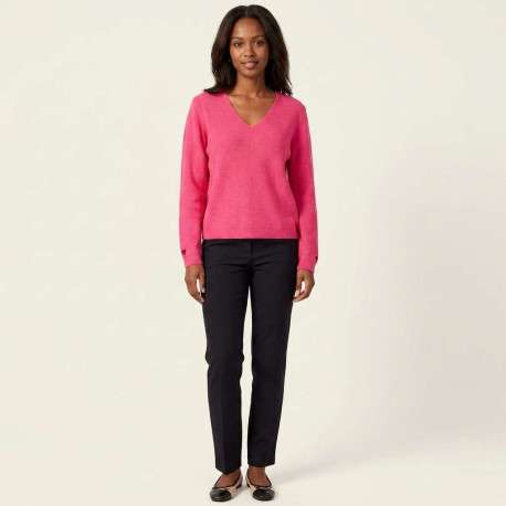 Pull fuchsia uni avec une coupe droite et des manches longues - Image 3