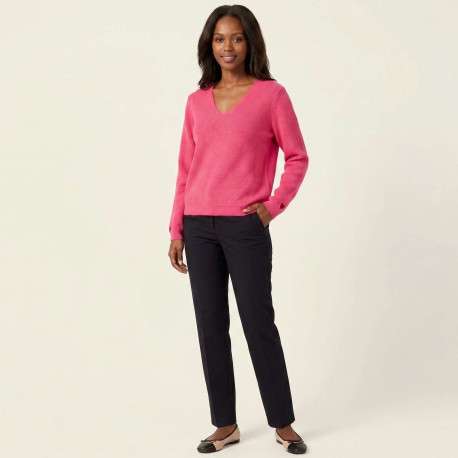 Pull fuchsia uni avec une coupe droite et des manches longues - Image 4