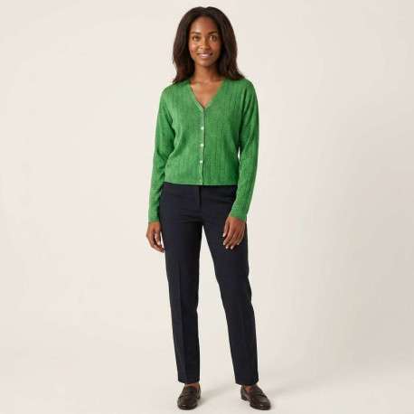 Gilet vert uni avec une coupe droite et des manches longues - Image 3