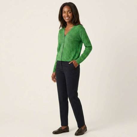 Gilet vert uni avec une coupe droite et des manches longues - Image 4