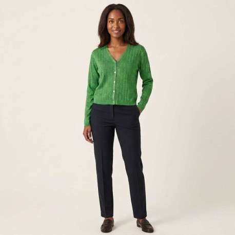 Gilet vert uni avec une coupe droite et des manches longues - Image 5