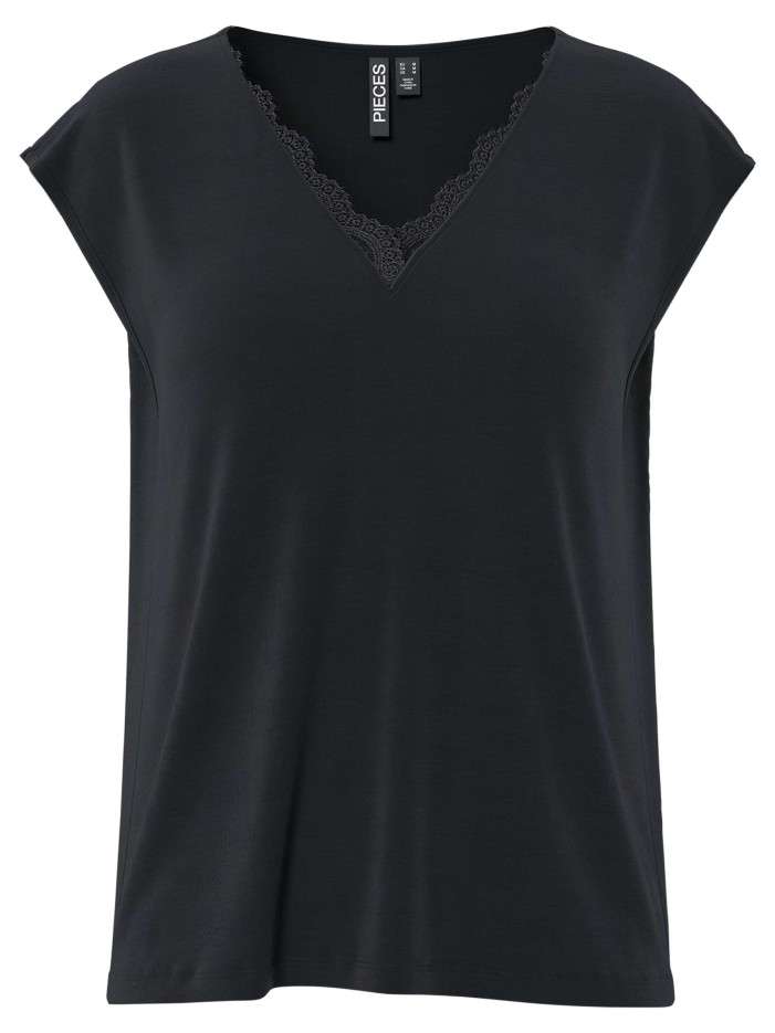 T-shirt noir uni avec une...