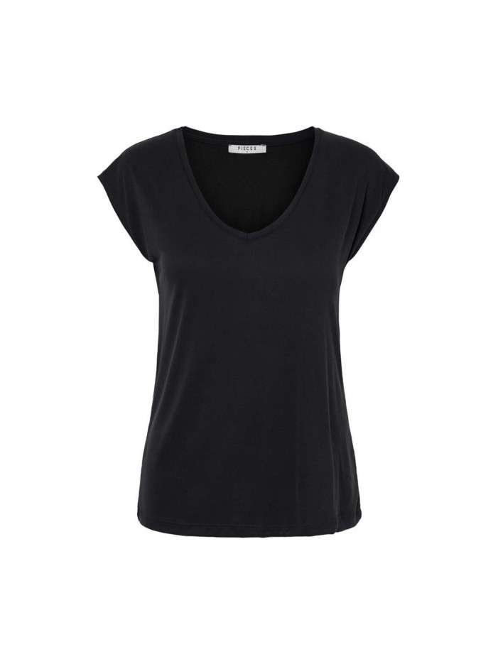 T-shirt femme noir uni avec...