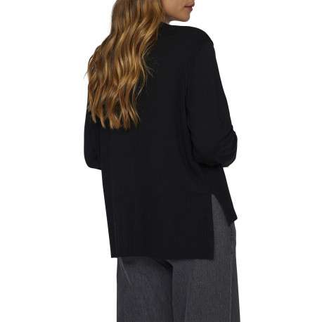 Pull noir en maille tricotée pourvu d'un col rond et de manches longues - Image 4