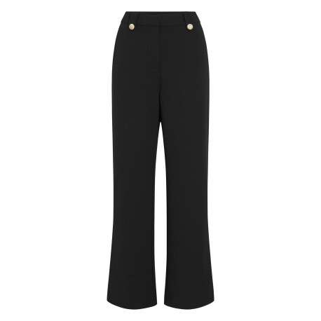 Pantalon chino noir uni avec une coupe bootcut et boutons à l'avant