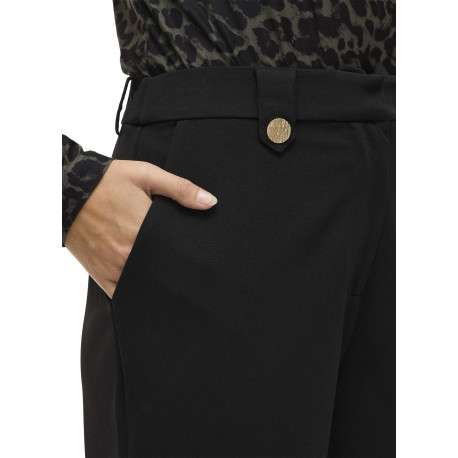 Pantalon chino noir uni avec une coupe bootcut et boutons à l'avant - Image 4