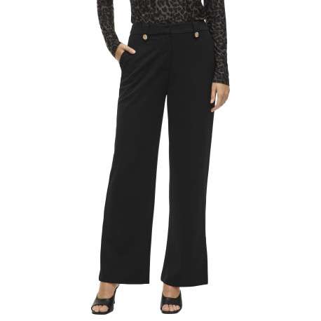Pantalon chino noir uni avec une coupe bootcut et boutons à l'avant - Image 5