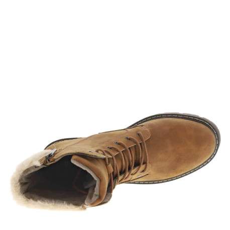 Bottines noisette à talon décroché moyen avec un zip et des lacets ronds - Image 4