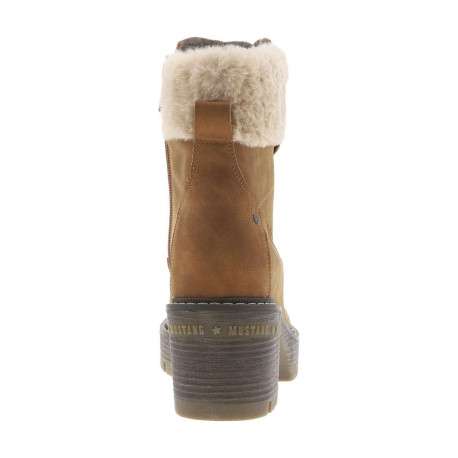 Bottines noisette à talon décroché moyen avec un zip et des lacets ronds - Image 6