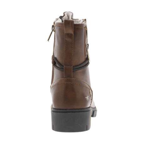 Bottines brunes à talon décroché bas avec un zip et des lacets ronds - Image 6