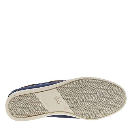 Mocassins bateau bleues en cuir avec un talon plat et à slip-on - Image 5