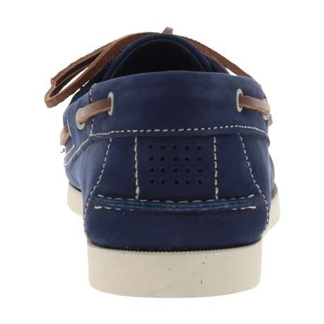 Mocassins bateau bleues en cuir avec un talon plat et à slip-on - Image 6