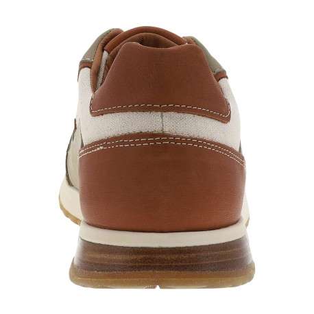 Baskets running en cuir kaki à talon plat avec des lacets écrus - Image 6