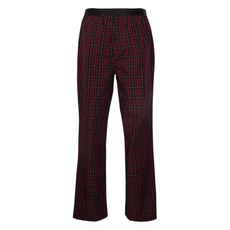 Pyjama long en coton noir à carreaux avec une coupe droite et un col rond - Image 4