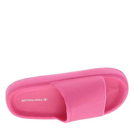 Mules fuchsia à semelle plate avec un logo à l'intérieur et une matière texturée - Image 4